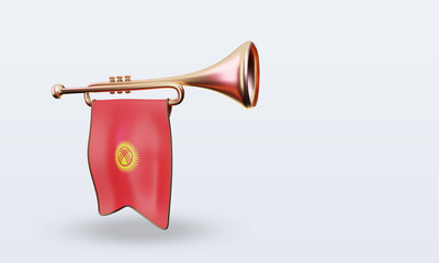 3d trumpet Kyrgyzstan flag rendering right view