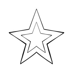 Simple drawing of a double star. Vector sketch doodle drawn by hand. Isolated