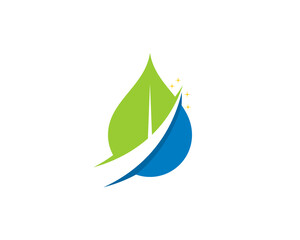 Combination nature leaf with water illustration logo