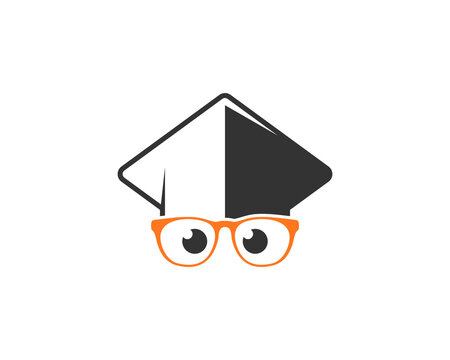 Eyeglasses with graduation hat illustration logo