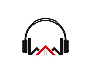 Music headphone with real estate house inside
