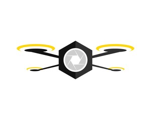 Modern drone with hexagonal shape and camera inside