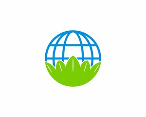 Nature leaf in the globe logo