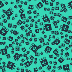 Black Book about bee icon isolated seamless pattern on green background. Sweet natural food. Honeybee or apis with wings symbol. Flying insect. Vector