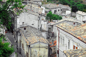 Italy- Overview of the Village of Bominaco in Abruzzo