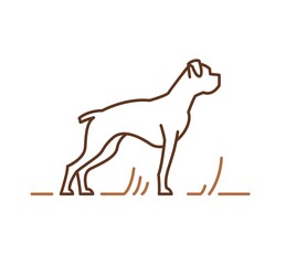 Boxer thoroughbred dogs icon, pedigree friendly pets sign. Contour vector illustration for cynology company advertising