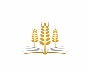 Wheat farm on the open book logo