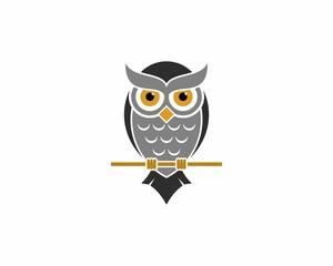 Owl on the twigs illustration logo
