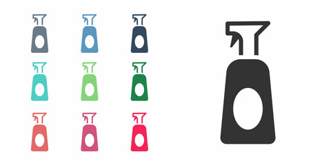 Black Cleaning spray bottle with detergent liquid icon isolated on white background. Set icons colorful. Vector