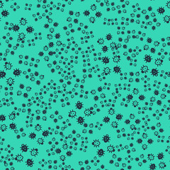 Black Colorado beetle icon isolated seamless pattern on green background. Vector