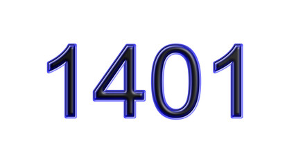 blue 1401 number 3d effect white background
