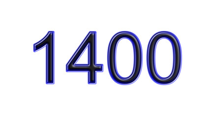 blue 1400 number 3d effect white background