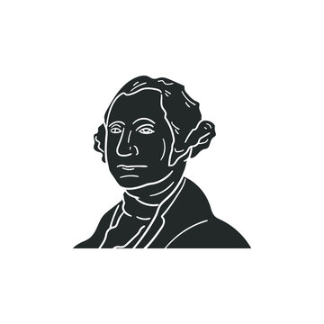 George Washington Icon Silhouette Illustration. American President Vector Graphic Pictogram Symbol Clip Art. Doodle Sketch Black Sign.