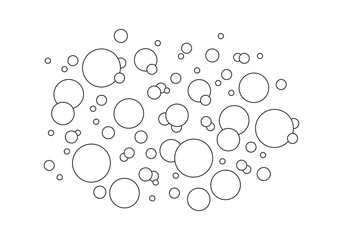 Fototapeta na wymiar Effervescent air bubbles stream line icon, underwater and oxygen background. Soap foam, bath suds, soda pop. Fizzy drinks. Vector illustration