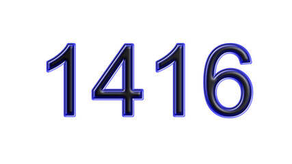 blue 1416 number 3d effect white background