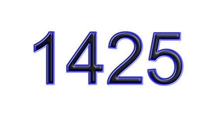 blue 1425 number 3d effect white background
