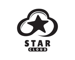 abstract star cloud line art logo template illustration