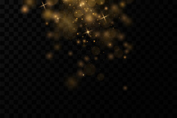 Christmas golden dust, yellow sparks and golden stars shine with a special light. Vector sparkles with sparkling magic dust particles. © blagorodez