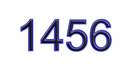 blue 1456 number 3d effect white background