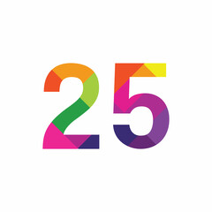 Colorful Number 25 vector design graphic symbol digit rainbow emblem icon graphic emblem