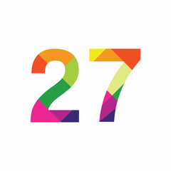 Colorful Number 27 vector design graphic symbol digit rainbow emblem icon graphic emblem