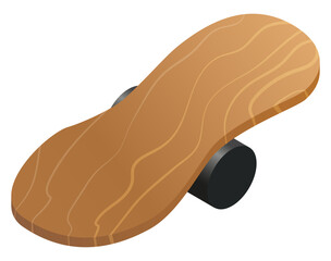 Wooden balance board isolated on white vector illustration. Cartoon seesaw. Teeter-totter. Equilibrium.