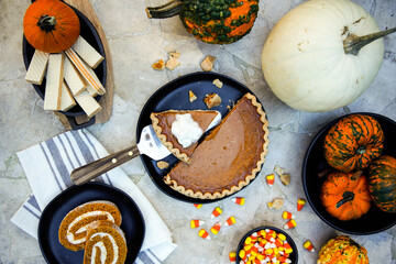 Pumpkin cake table setting  