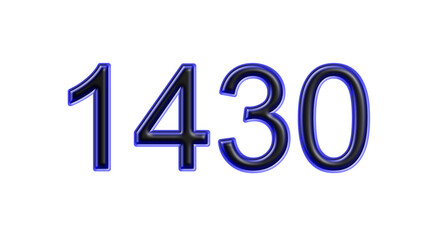 blue 1430 number 3d effect white background