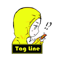 Cute and cute cartoon logo. Yellow jacket cartoon vector