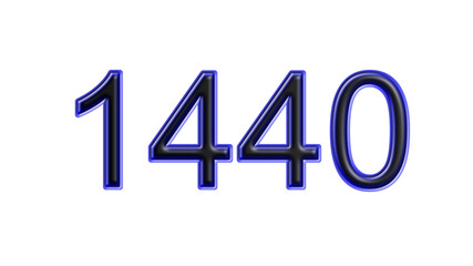 blue 1440 number 3d effect white background