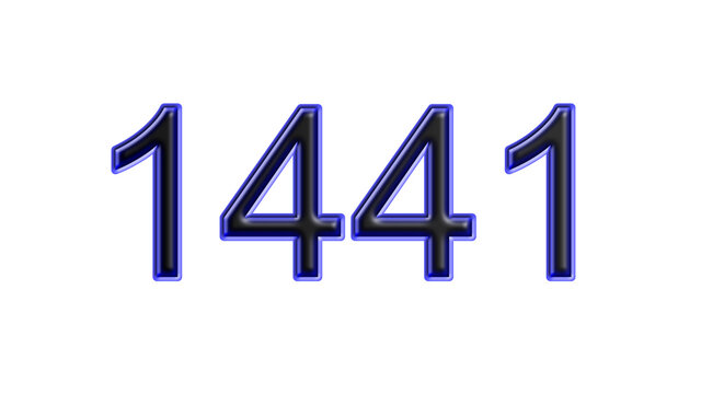 blue 1441 number 3d effect white background