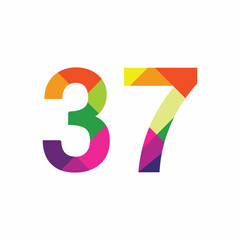 Colorful Number 37 vector design graphic symbol digit rainbow emblem icon graphic emblem