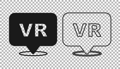 Black Virtual reality icon isolated on transparent background. Futuristic VR head-up display design. Vector