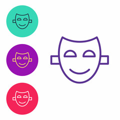 Set line Comedy theatrical mask icon isolated on white background. Set icons colorful. Vector