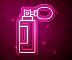 Glowing neon line Perfume icon isolated on red background. Vector