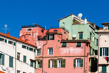 facade of the old town of Sanremo, Liguria