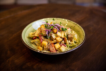 delicious vegetarian salad with crackers