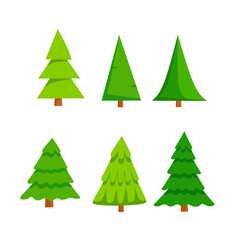 A set of Christmas trees. Vector cartoon illustration.