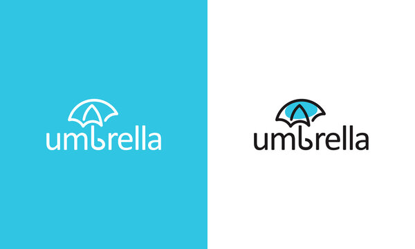 vector graphic illustration of a logo design for umbrella, with pictorial mark and letter form style, use the letter b as the umbrella icon. simple, modern, creative