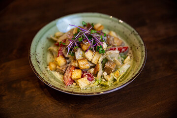 delicious vegetarian salad with crackers