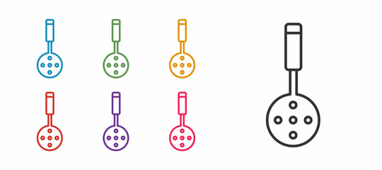 Set line Spatula icon isolated on white background. Kitchen spatula icon. BBQ spatula sign. Barbecue and grill tool. Set icons colorful. Vector