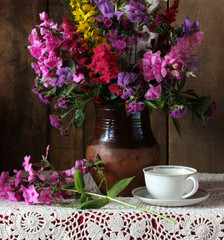 lush bouquet of garden flowers snapdragon and phlox