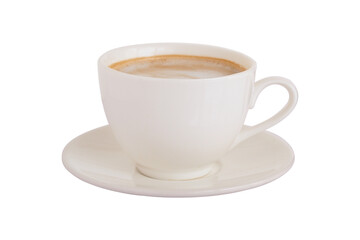 Obraz premium White latte coffee mug, side view isolated on white background
