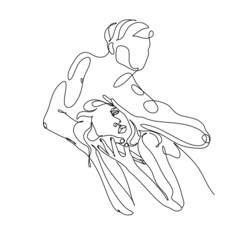 Modern ballet dancers Line art.  One line couple  dancer ballet move. Creative concept of dances. A modern street dance