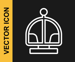 White line Attraction carousel icon isolated on black background. Amusement park. Childrens entertainment playground, recreation park. Vector
