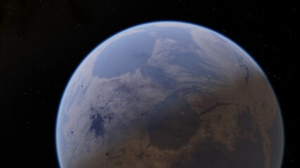 Abstrakte Planeten und Weltraumhintergrund 3D-Darstellung