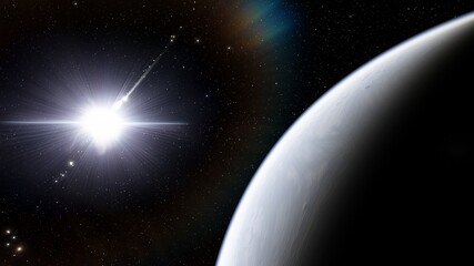 Abstract planets and space background 3d illustration © ANDREI