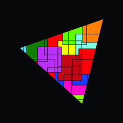 vector colorful triangles with black lines