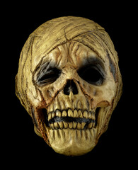 Rotting Mummy Mask Isolated Against Black Background