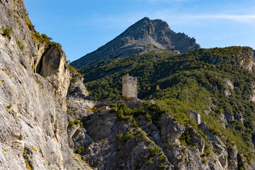 Fototapeta na wymiar Fraele towers near the Cancano dams in Bormio in Valtellina, Italy